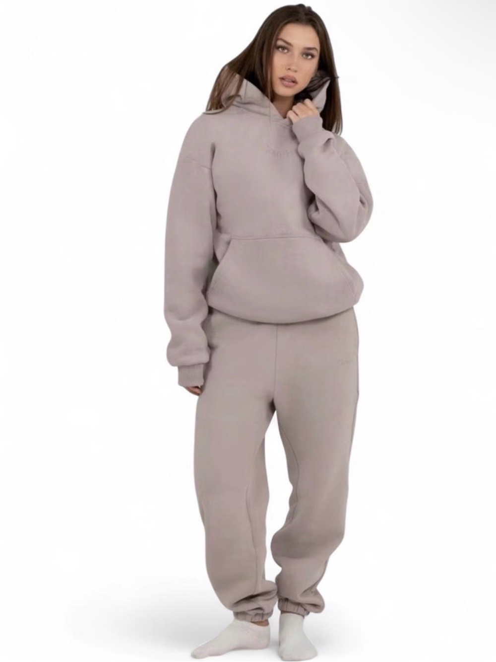Comfrt Cozy Sweatpants and Hoodie Set - Taupe color Bark
